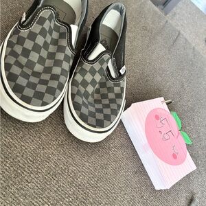 Vans Checkerboard Slip-On Sneakers in Black and Gray